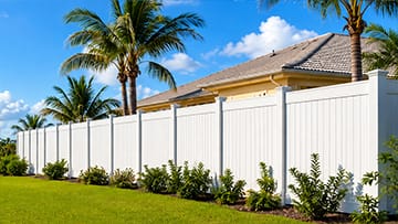 White vinyl fence installation by Fence Man Fencing.